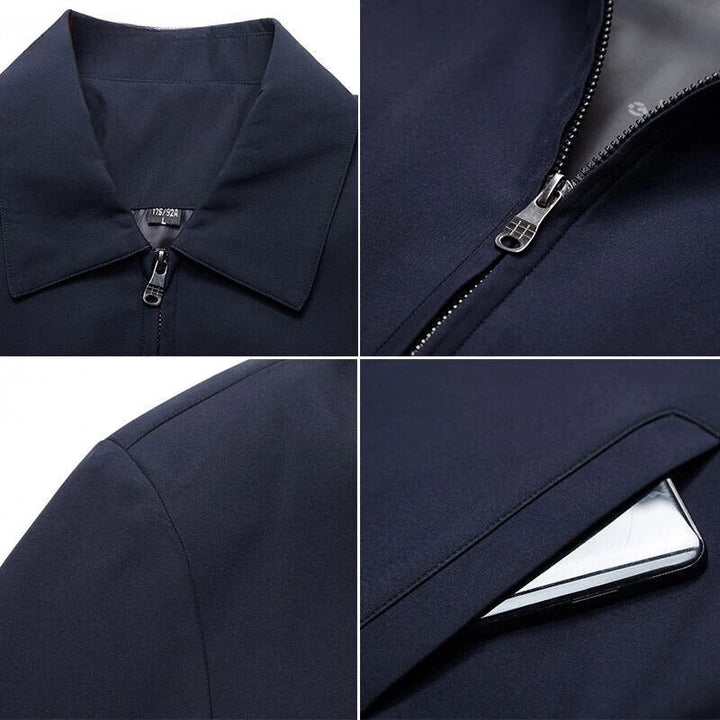 Navy men's stylish everyday jacket, offering a modern fit and versatile appeal for casual outerwear.