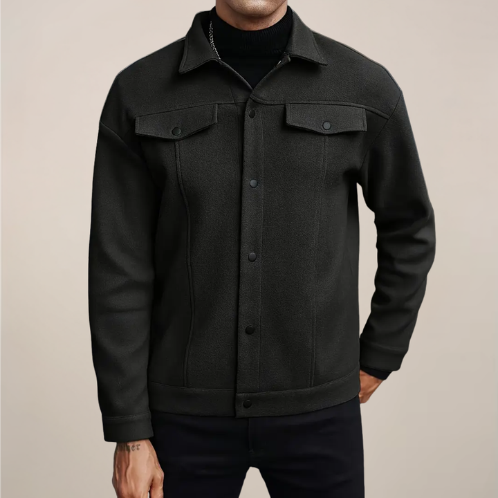 Durable men's button-up fall/winter jacket, versatile outerwear option for smart casual everyday style.