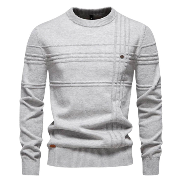 Men's stylish casual crew neck sweater with refined line detail. Perfect for sophisticated everyday wear.