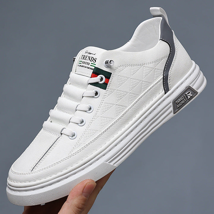 Unique embossed pattern on these men's casual sneakers makes them stand out in men's fashion.
