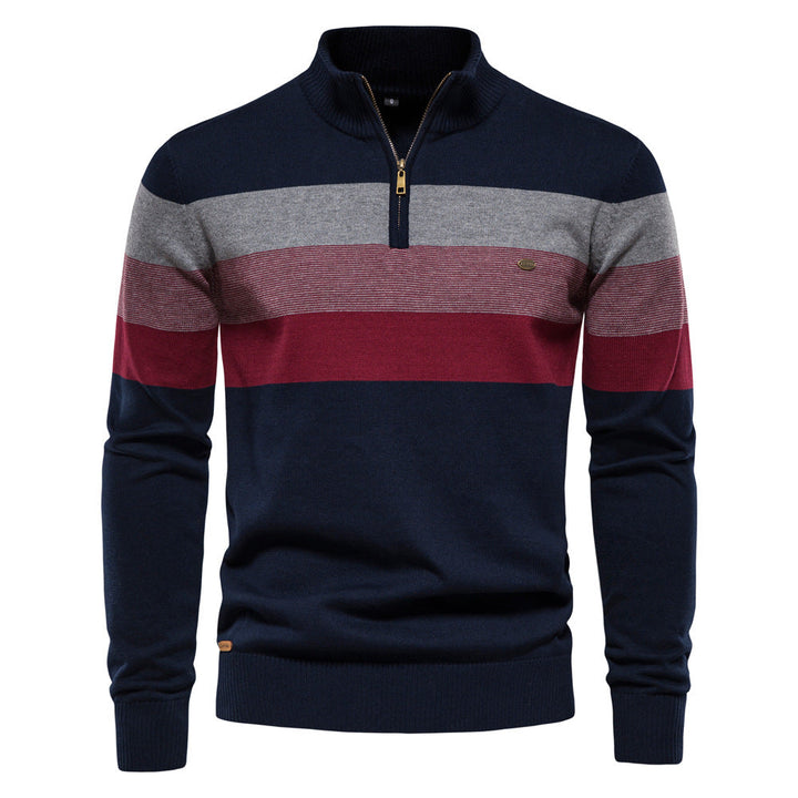 Men's casual colorblock half-zip, a versatile long sleeve sweater for everyday style.
