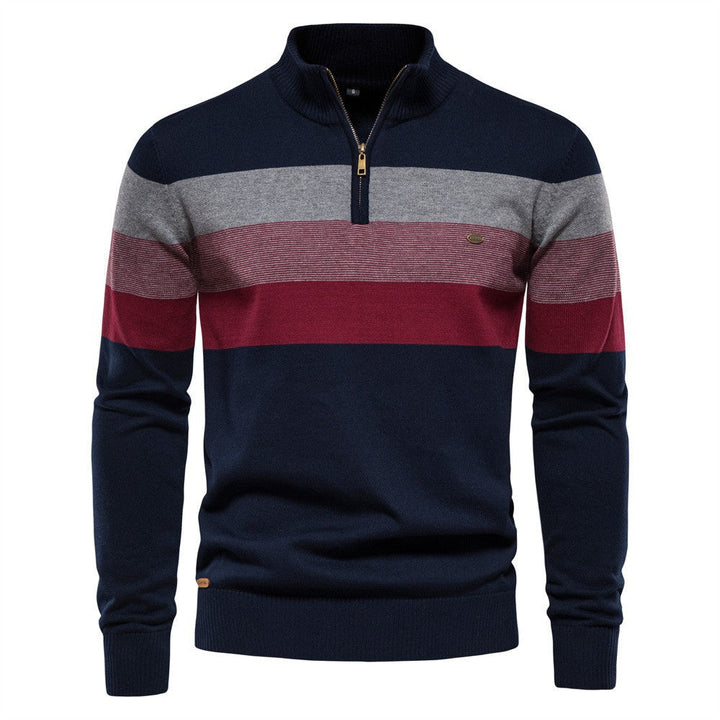 Men's stylish half-zip pullover, featuring a bold colorblock design for modern fashion.