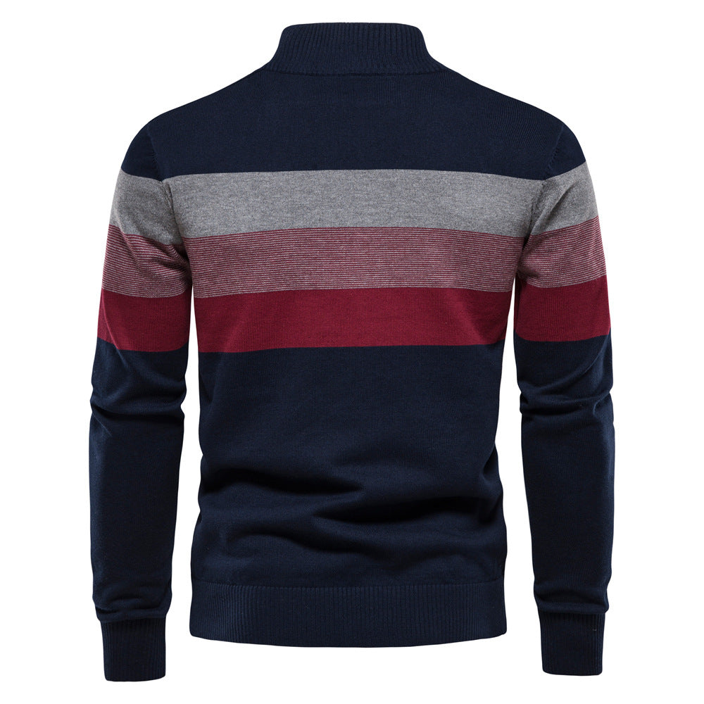Casual men's fashion: Colorblock half-zip pullover, ideal for stylish layering.
