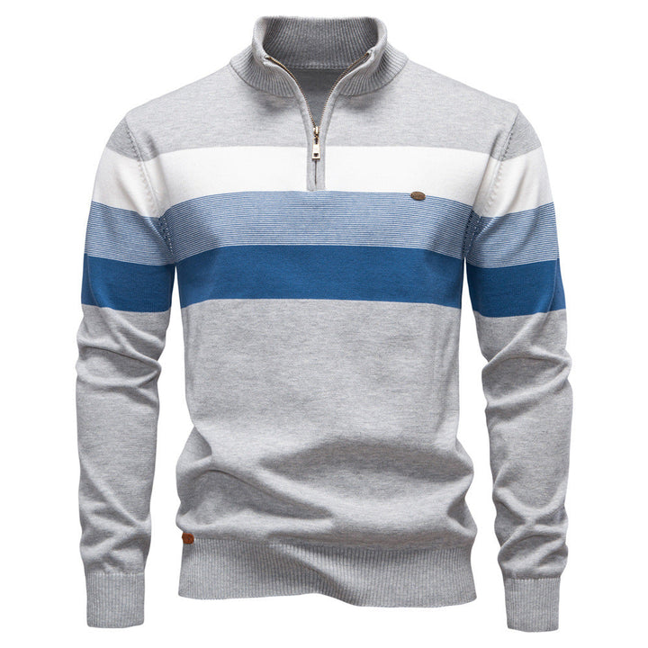 Men's versatile colorblock half-zip sweater, ideal for a smart layered look.