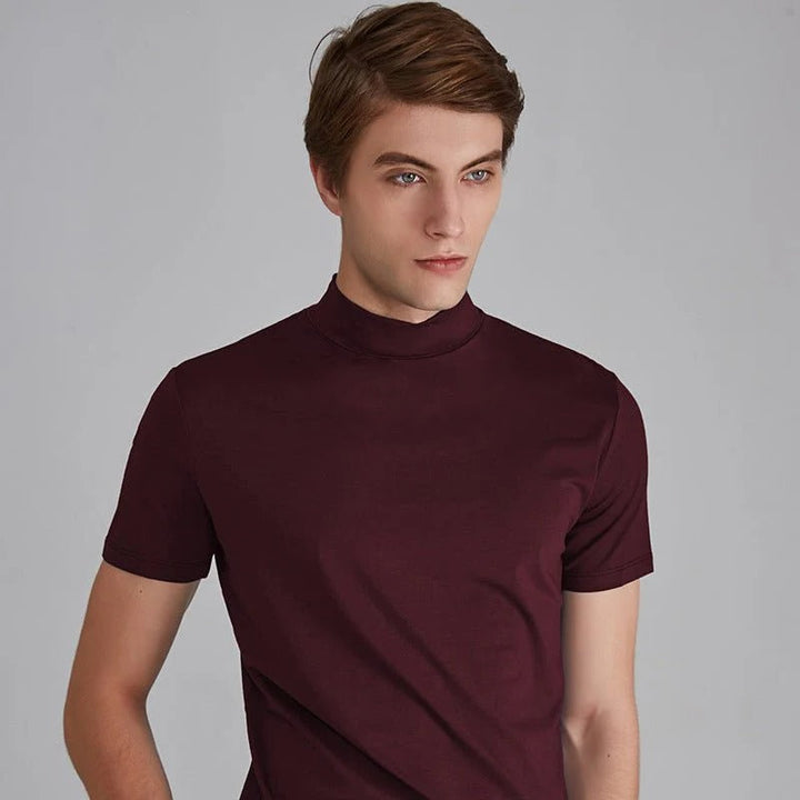 Versatile men's long sleeve turtleneck top, a fashionable casualwear t-shirt for stylish layered winter looks.