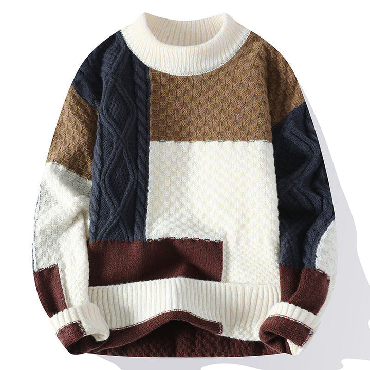 Comfortable men's patterned knit pullover. A warm & stylish long sleeve sweater for cold weather.