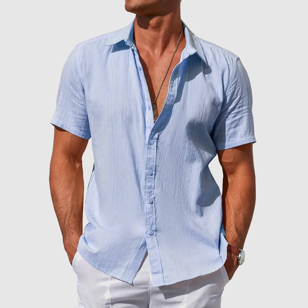 Men's stylish textured short sleeve top, perfect for summer casual wear.