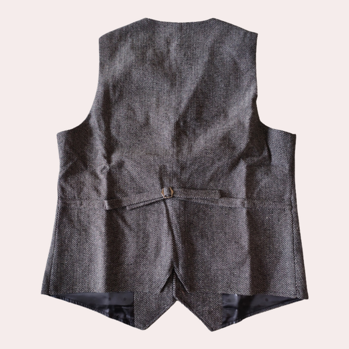 Classic men's stylish wool blend gilet, versatile for layering in formal, casual, or business outfits.