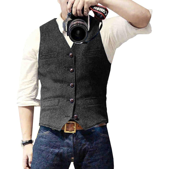 Stylish men's wool blend gilet, great for elevating a casual look with a touch of classic sophistication.