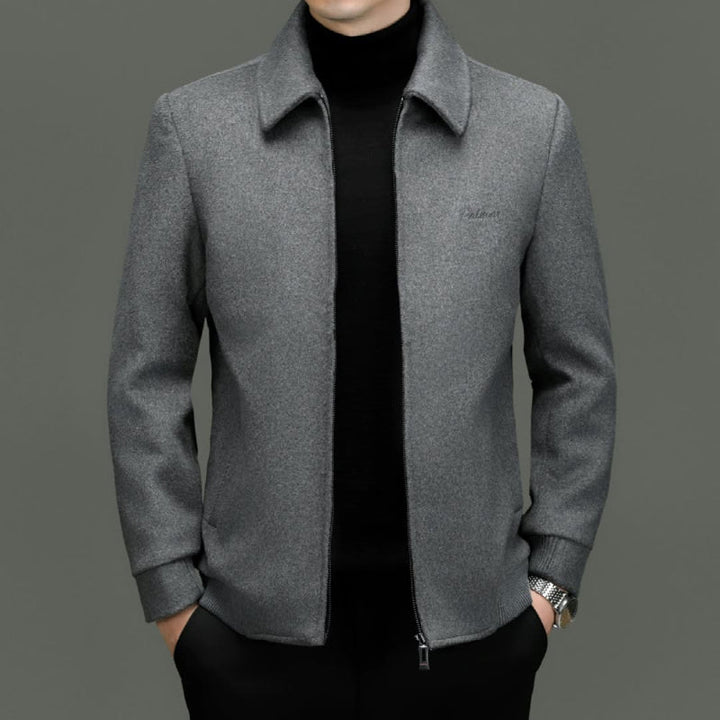 Durable men's winter zip jacket, full zip-front, ideal outerwear for fall & cold weather.