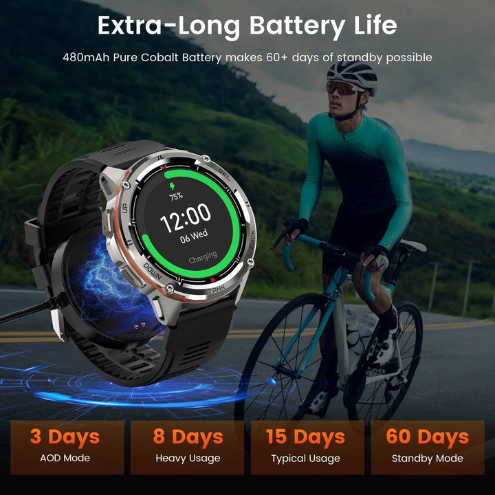 Side view of Men's T3 Ultra GPS Smartwatch, highlighting its robust construction and buttons