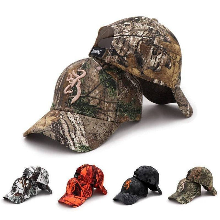 Men's tactical camouflage fishing cap, ideal for outdoor adventures & sun protection.