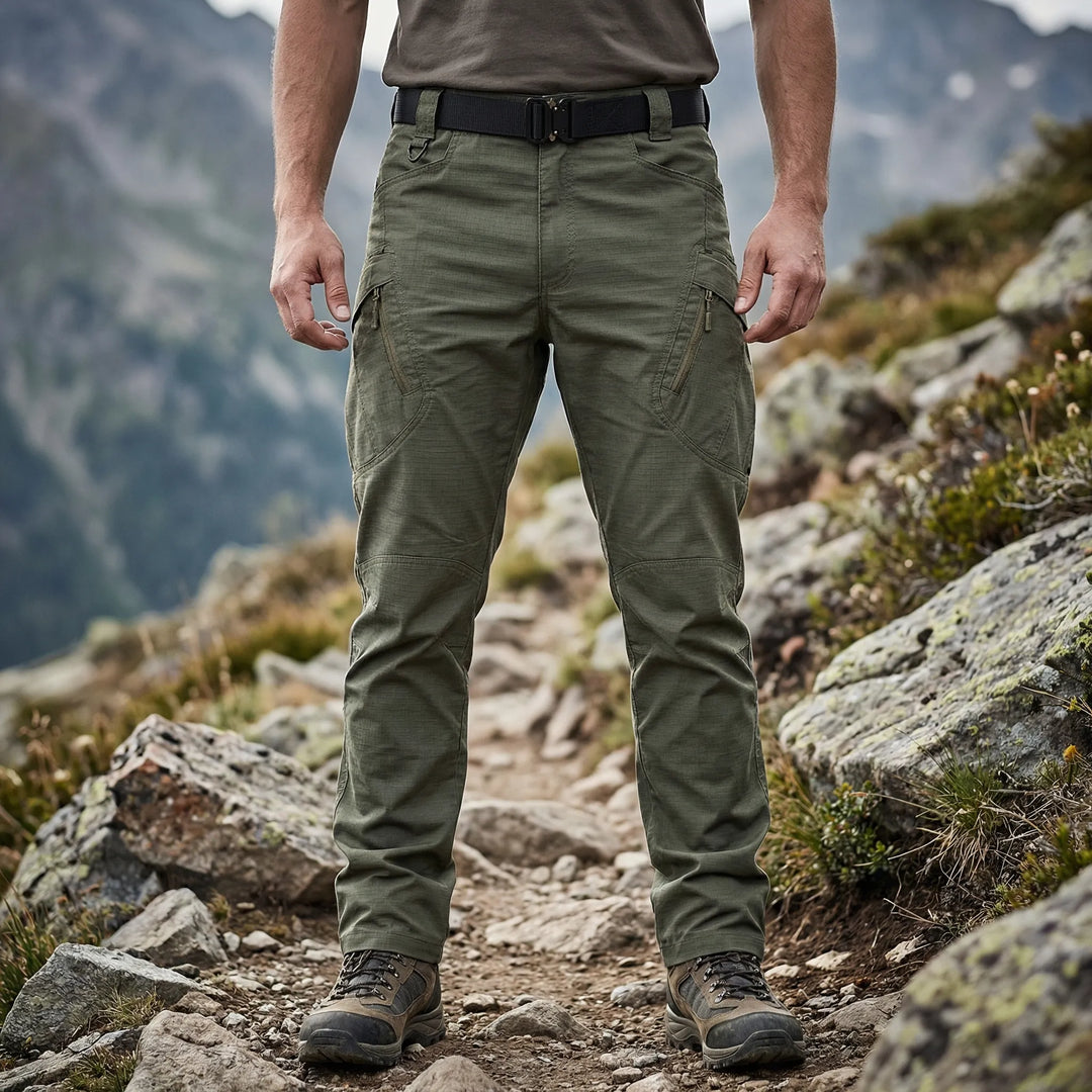Men's tactical cargo pants, 9 pockets, durable & weather-resistant. Ideal for outdoor adventures, hiking, and work.