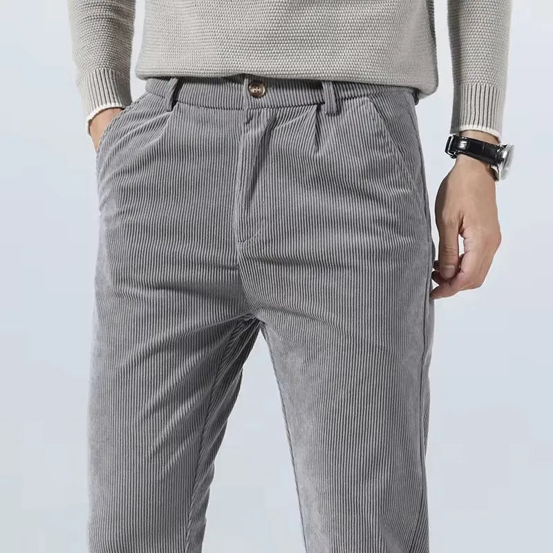 Wrinkle-resistant men's tailored comfort pants, perfect for smart casual or business attire.