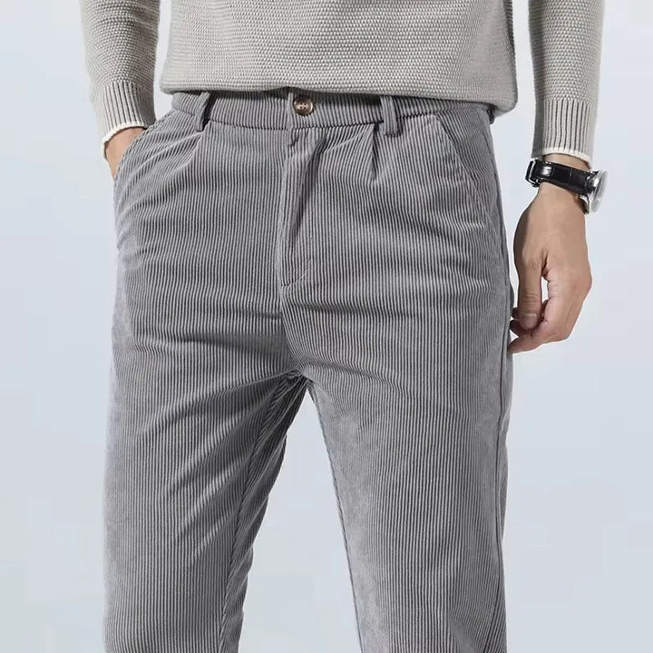 Wrinkle-resistant men's tailored comfort pants, perfect for smart casual or business attire.