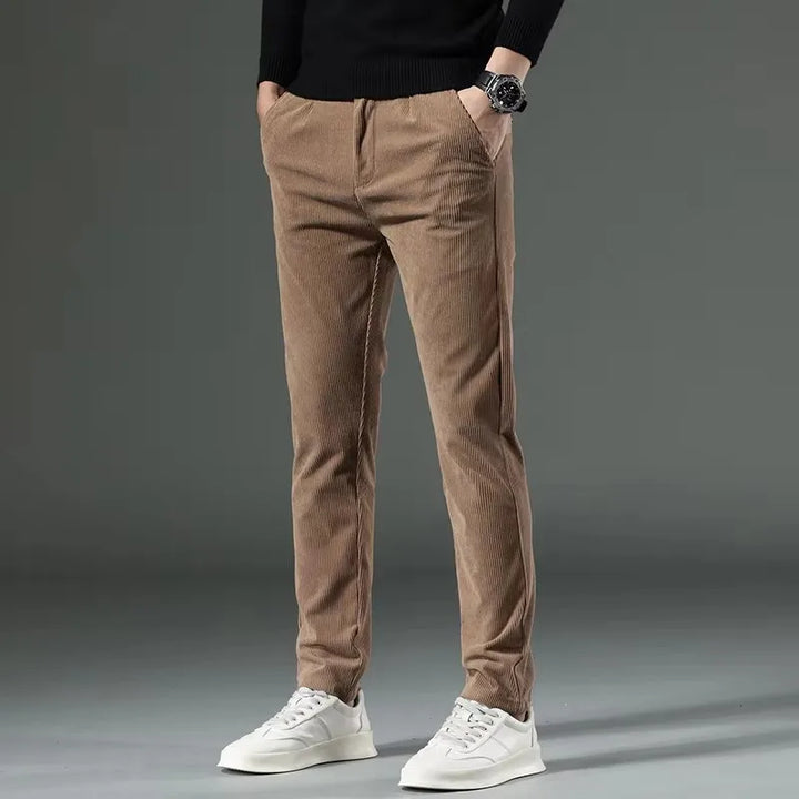 Versatile men's tailored pants, easily transitioning from formal events to casual outings.