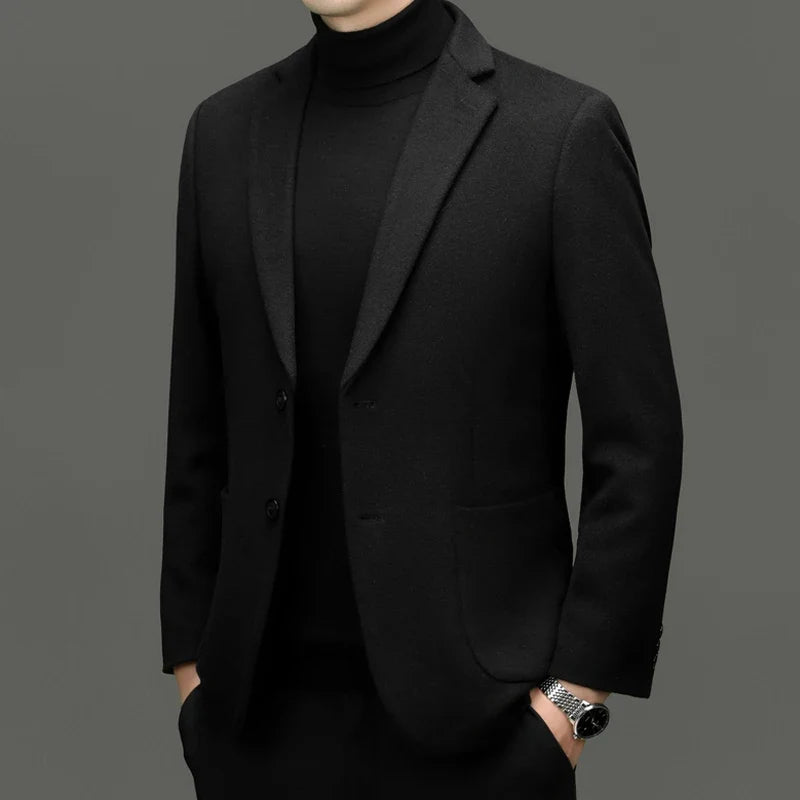 Classic men's tailored blazer, a versatile formal jacket for office wear & business meetings. Professional attire.