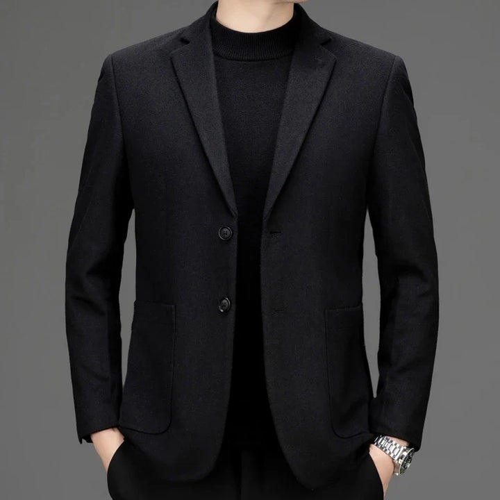 Premium men's tailored jacket, offering comfortable & sharp style for professional attire and office wear.