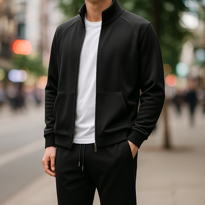 Stylish men's tailored tracksuit set, perfect for leisure, travel & modern comfortwear fashion.