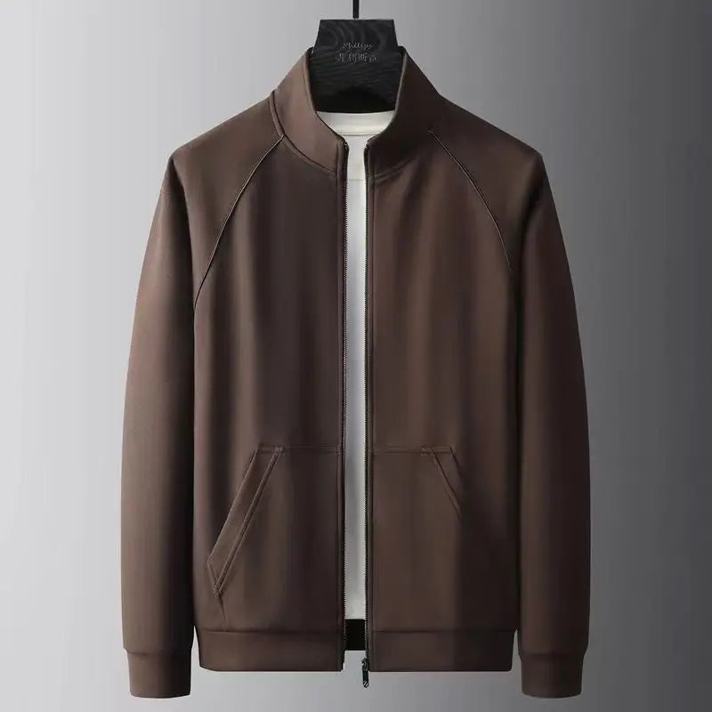 Modern men's tailored tracksuit jacket. Stylish comfortwear top for athleisure & everyday fashion.