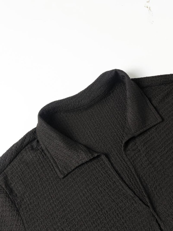Comfortable men's casual lounge set, a breathable cotton blend two-piece with a relaxed, textured design.
