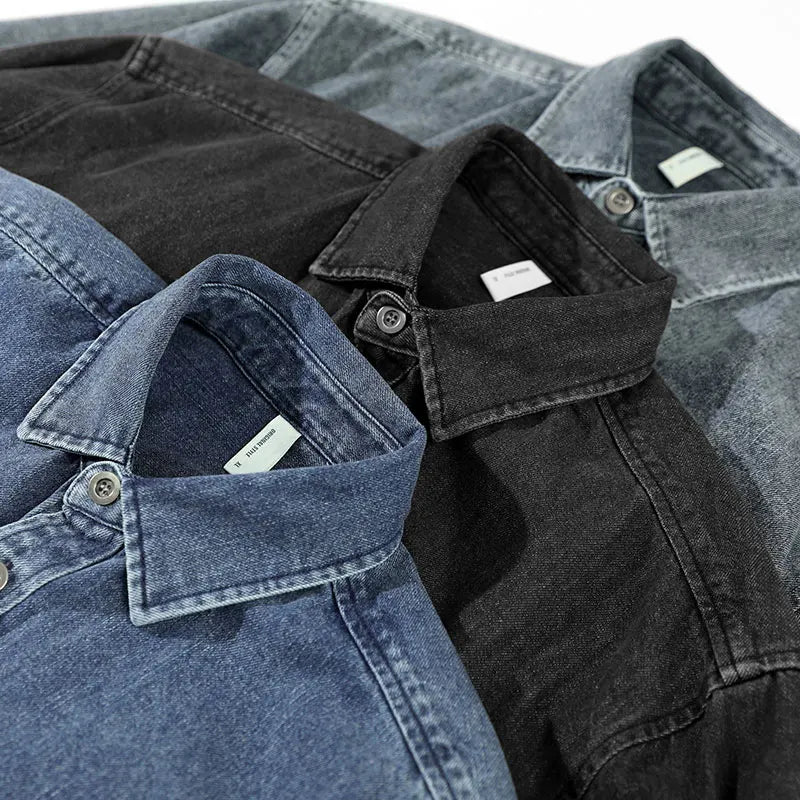 Stylish men's black long-sleeve button-up shirt. Classic casual top for any occasion and timeless look.
