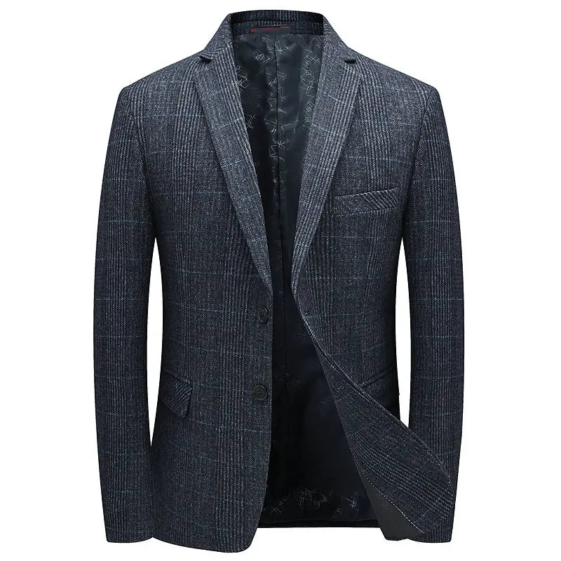 Professional men's comfort blazer. Lightweight and versatile for business casual, work attire, and formal events.