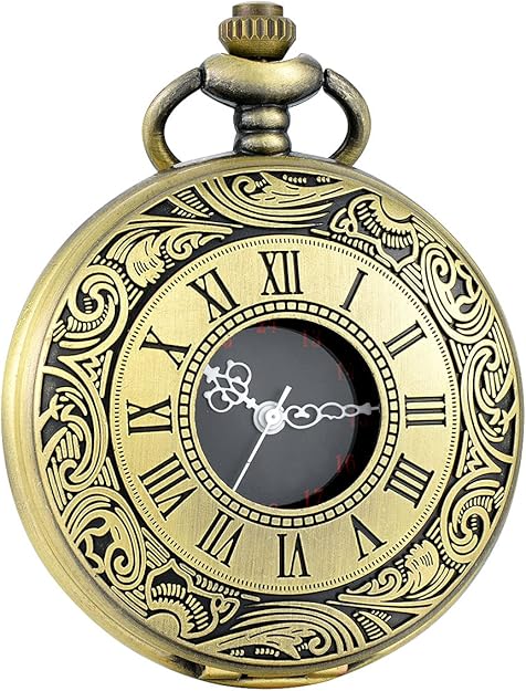 Men's retro pocket watch, vintage design, quartz movement, a distinguished accessory.