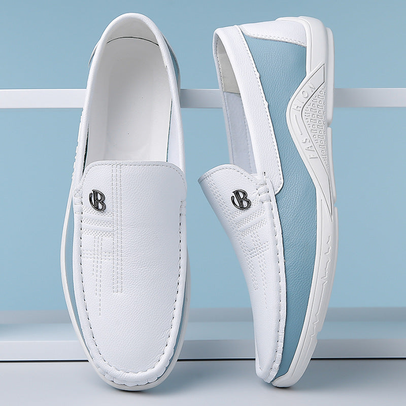 Elevated men's fashion: two-tone slip-on loafers, combining comfort and elegance.