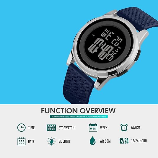 Modern ultra-slim digital men's watch, a versatile accessory for sports and casual wear.