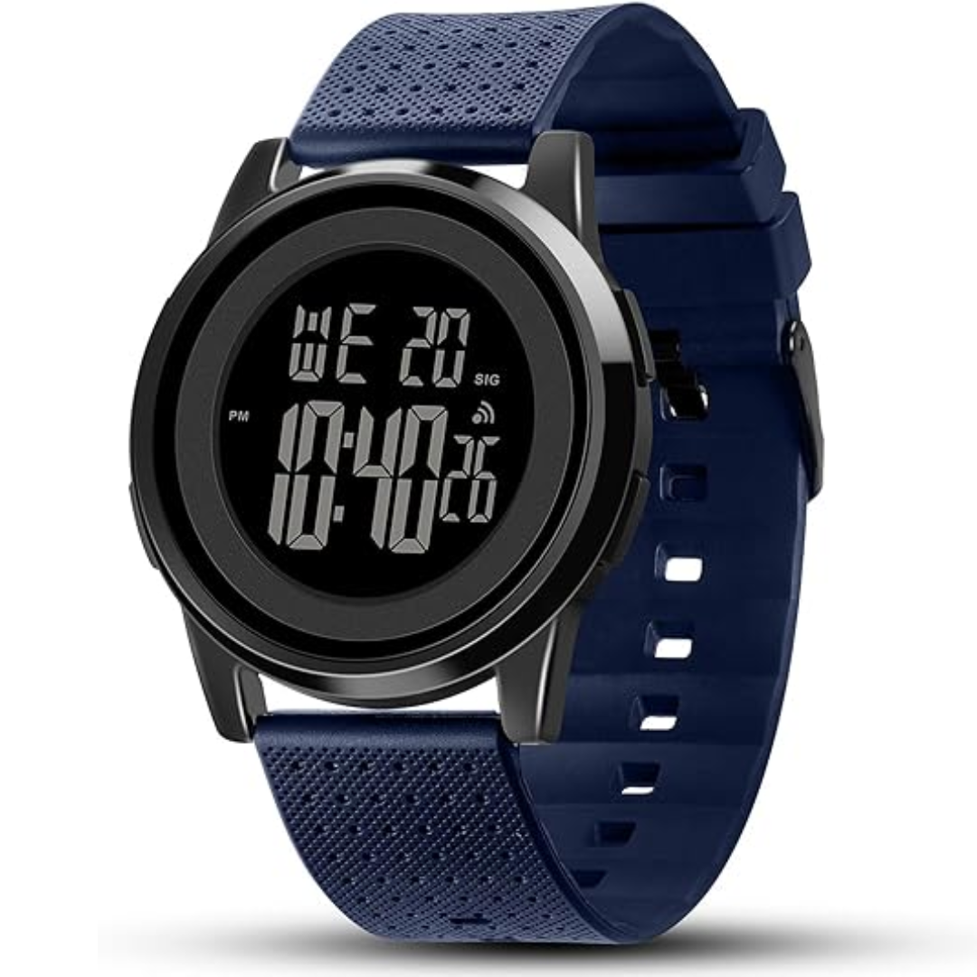 Sleek ultra-slim digital sports watch for men, a lightweight accessory for active lifestyles.