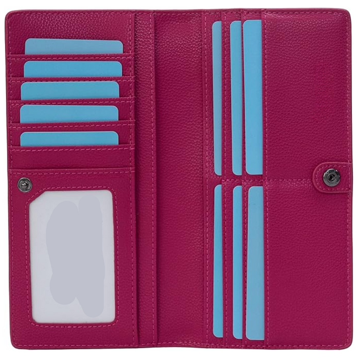 Ultra-thin men's leather wallet, bifold design with RFID blocking technology. Sleek and compact.