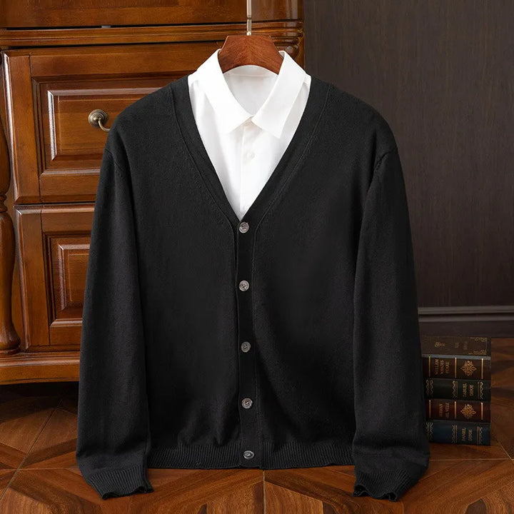 Versatile men's everyday comfort cardigan, ultra-soft knitwear, great for layering in any men's fashion look.