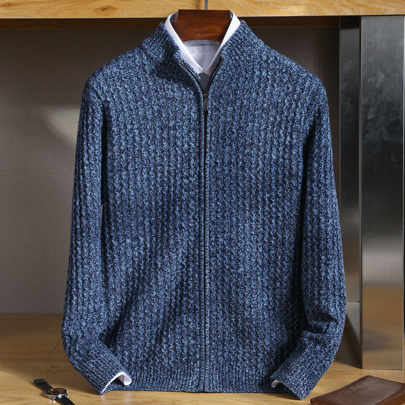 Men's ultra-soft premium blue sweater, a cozy long-sleeve pullover for sophisticated casual comfort and everyday wear.