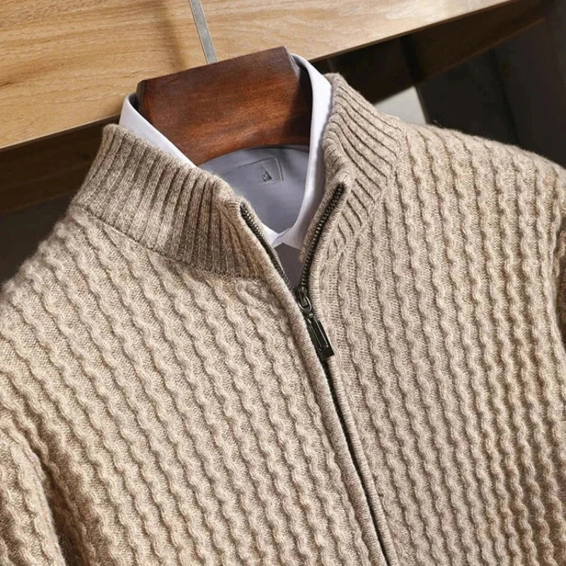 Refined men's blue ultra-soft long-sleeve sweater, a premium pullover for comfortable, elegant everyday style.