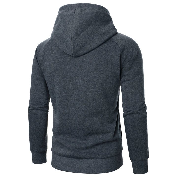 Comfortable men's crossover zip hoodie, designed for sleek urban style and modern minimalist fashion.