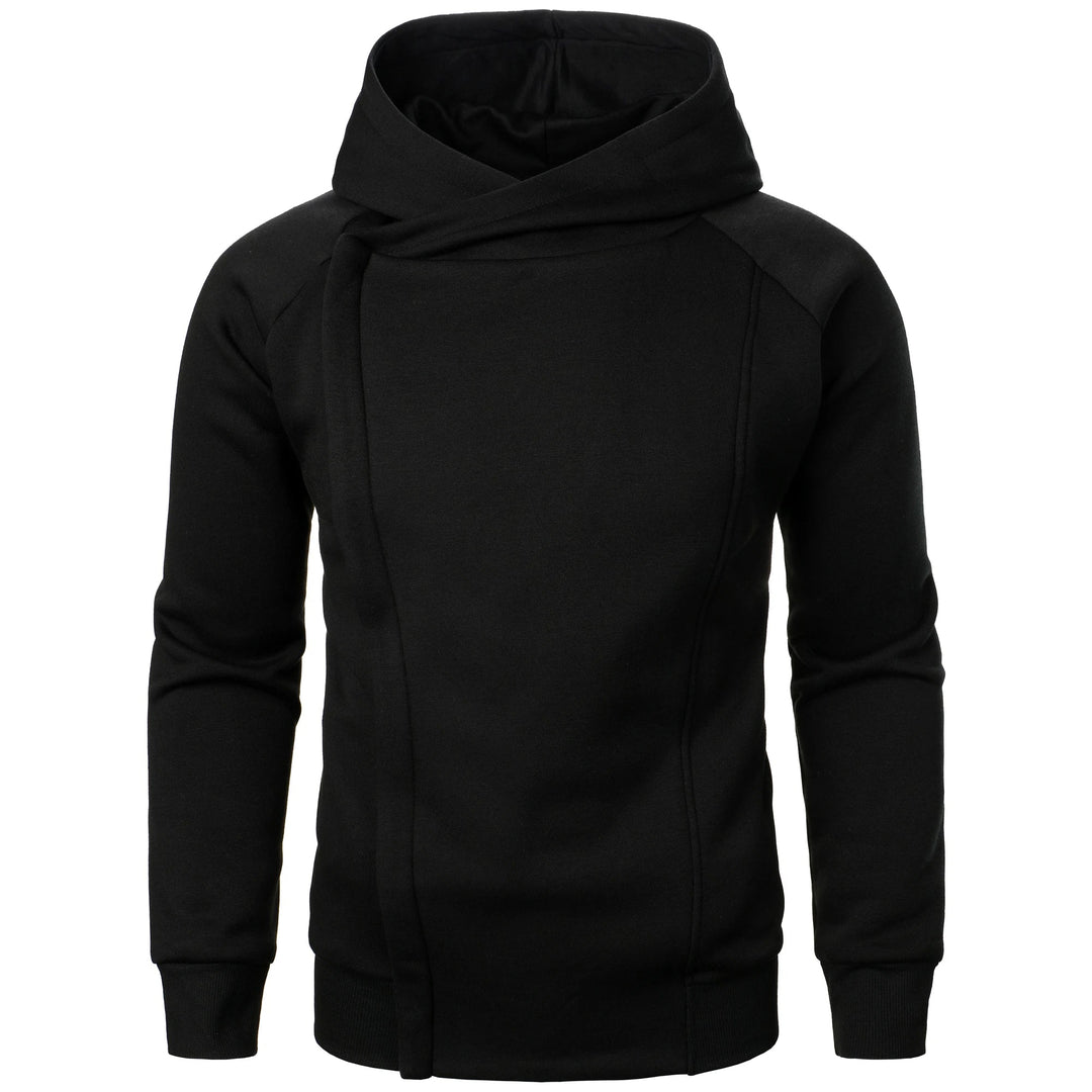 Modern men's urban crossover zip hoodie, delivering sleek minimalist fashion and comfortable streetwear.