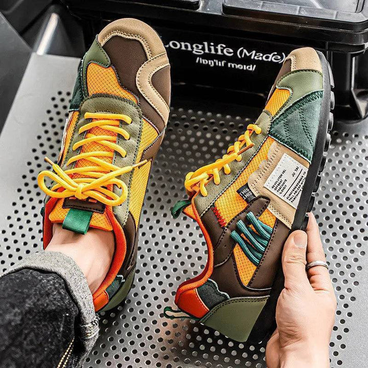 Close-up of men's casual streetwear shoes, breathable fabric and urban style
