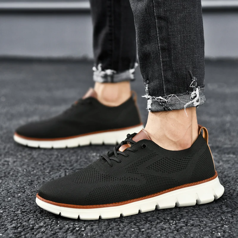 Men's UrbanFlex walking shoes, khaki, featuring memory foam and lightweight design.