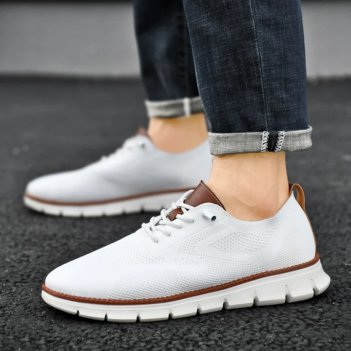 Khaki UrbanFlex men's casual footwear, lightweight with memory foam for daily comfort.