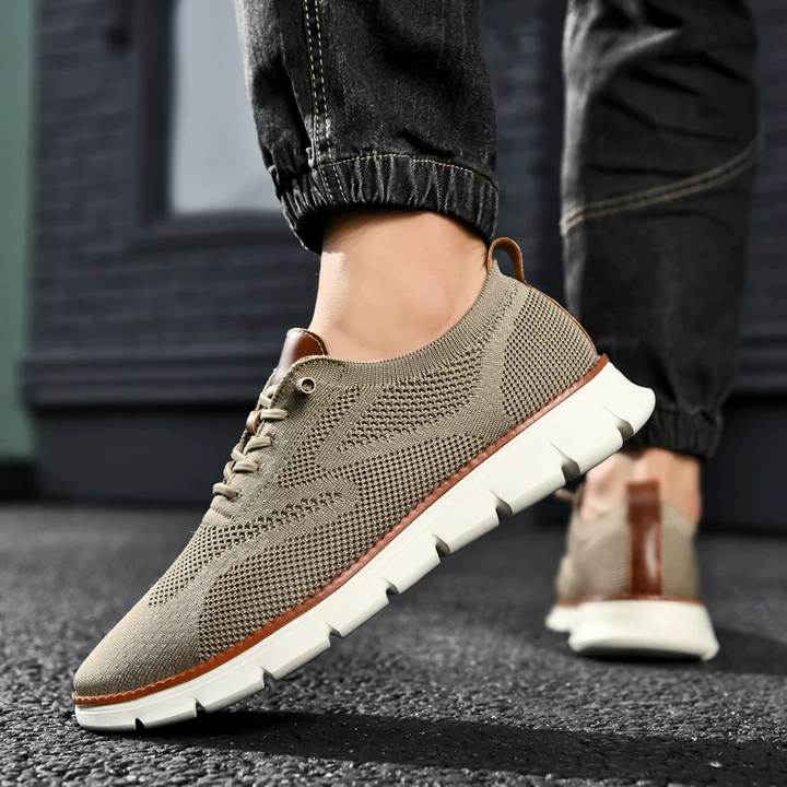 Comfortable khaki UrbanFlex walking shoes for men, perfect for versatile daily use.