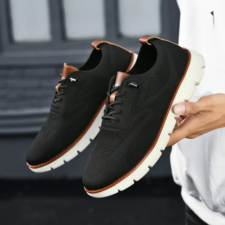 Lightweight men's UrbanFlex sneakers, khaki color, designed for walking & comfort.