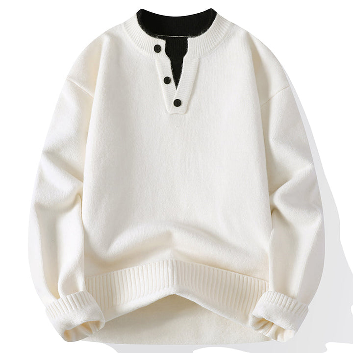 Comfortable v-neck men's pullover, a soft long sleeve sweater for casual wear. Relaxed fit for effortless style.