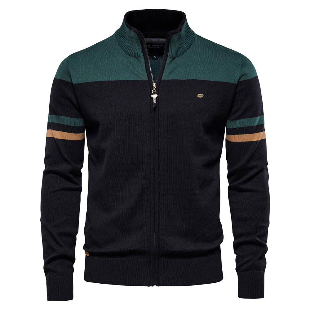 Comfortable men's colorblock full-zip cardigan sweater, Verona style. Great for casual outfits.