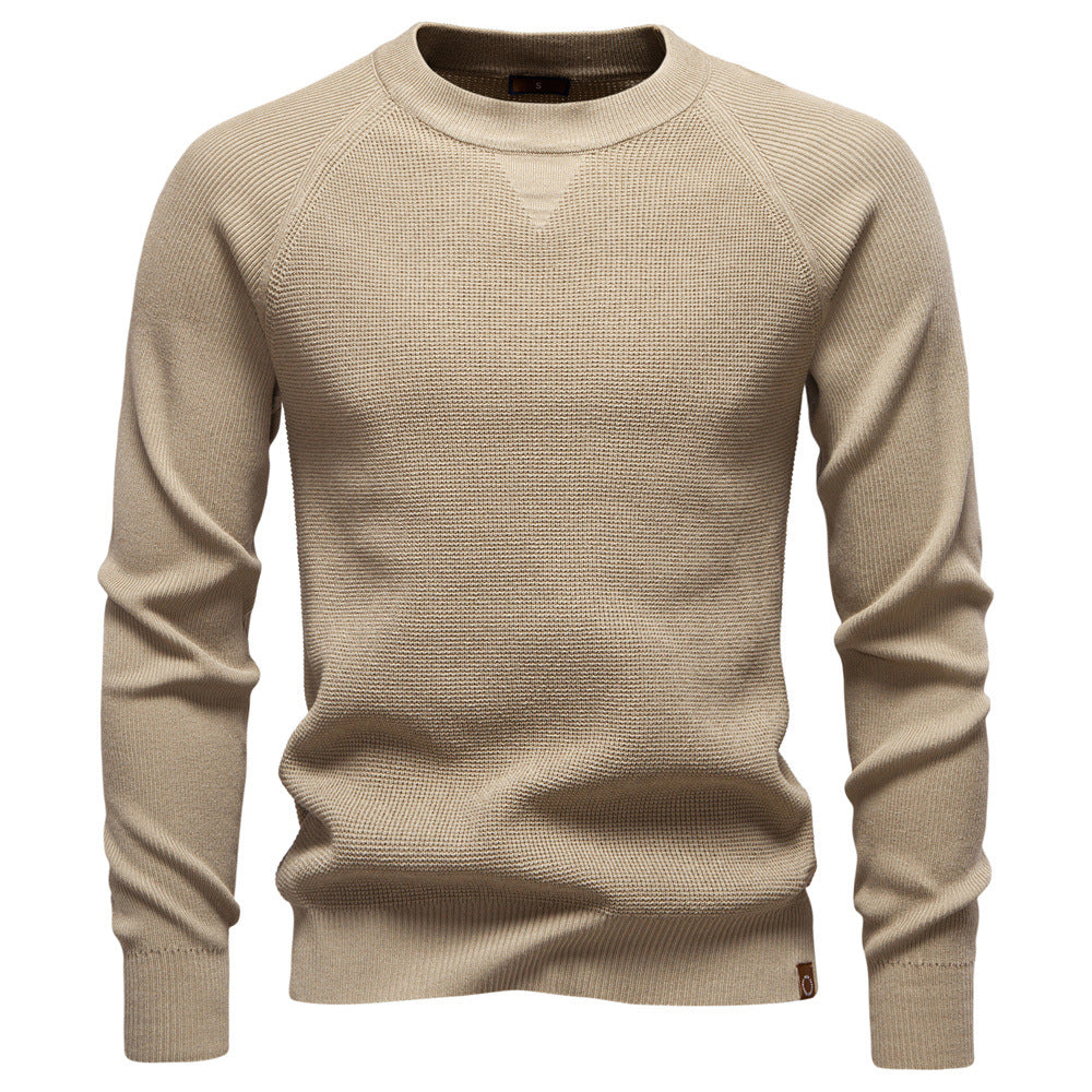 Extremely comfortable men's waffle knit long-sleeve sweater, casual and chic.