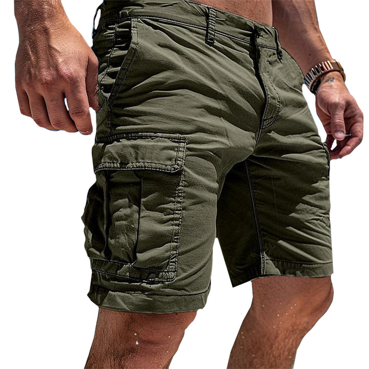 Relaxed fit men's cargo shorts in a neutral color, perfect for summer fashion, hiking, and everyday comfort.