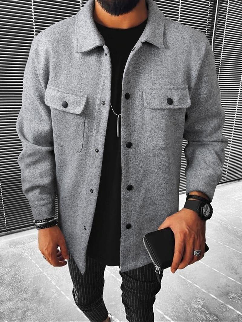 Stylish men's casual overshirt jacket, perfect for comfortable everyday wear. Essential versatile layering piece.