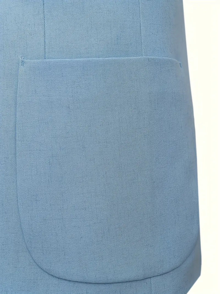 Professional men's flat collar office suit, single-breasted. Business attire for sophisticated work environments.
