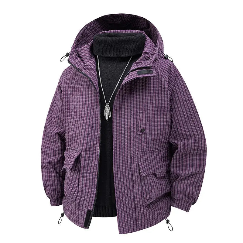Comfortable men's travel jacket, versatile utility outerwear for everyday wear & outdoor adventures.