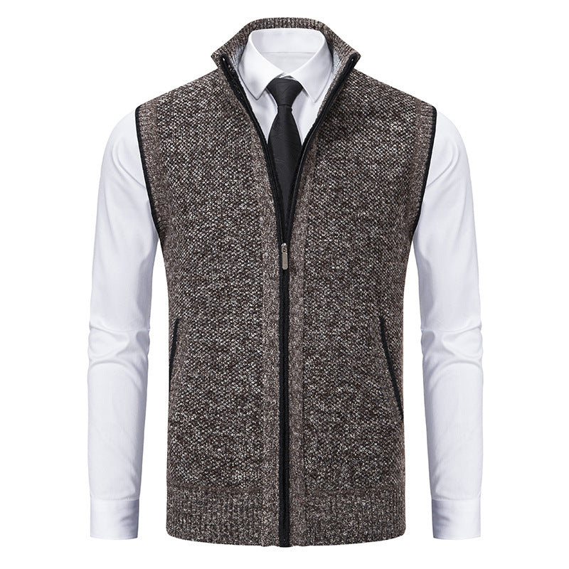 Comfortable men's knit vest with high turtleneck, perfect for everyday wear and smart casual outfits.